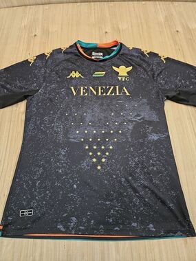 KAPPA Venezia Black and Gold Football Jersey with Teal & Orange Trim